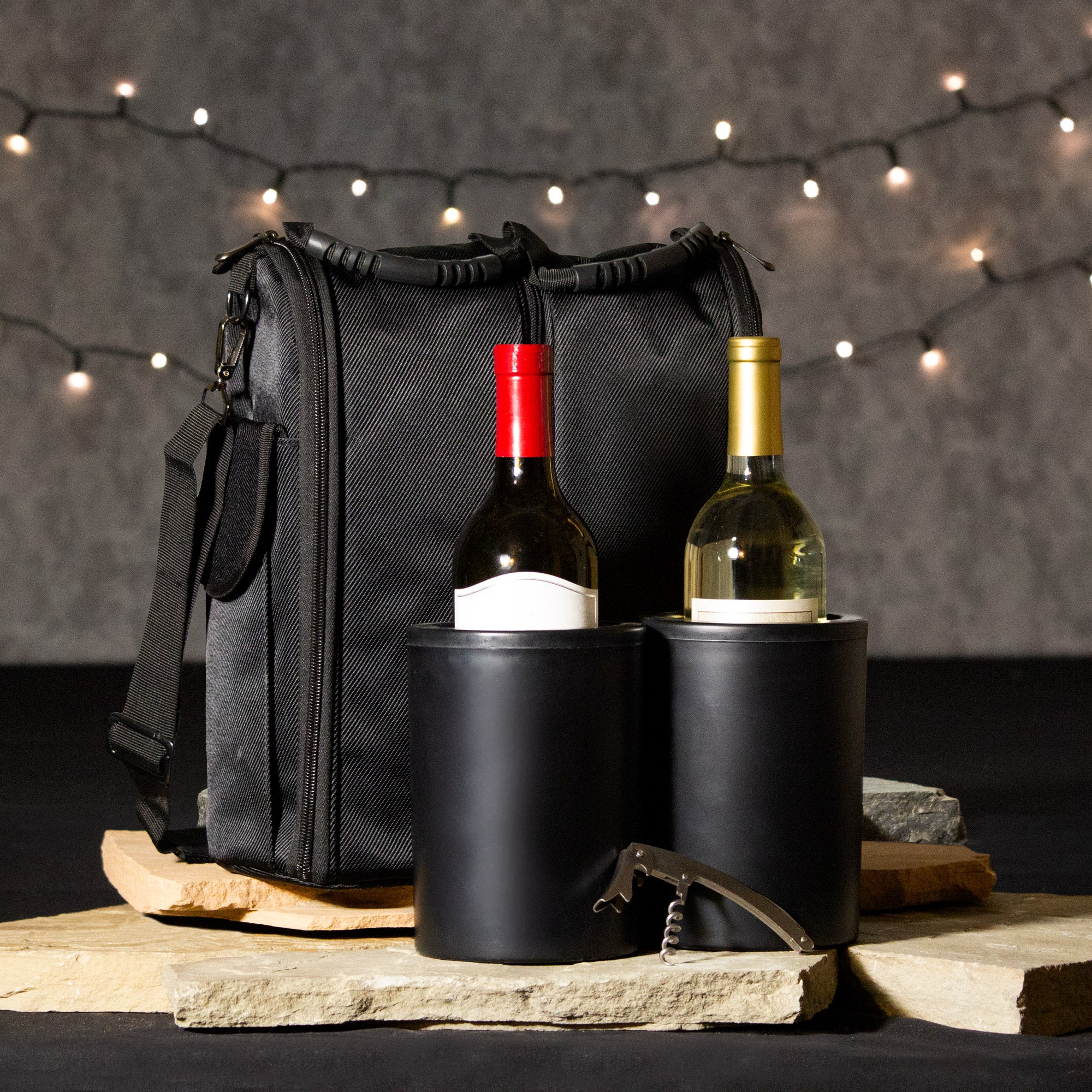 ChillnJoy CaddyO Cloth Wine Tote & Iceless Wine Bottle Chiller Set